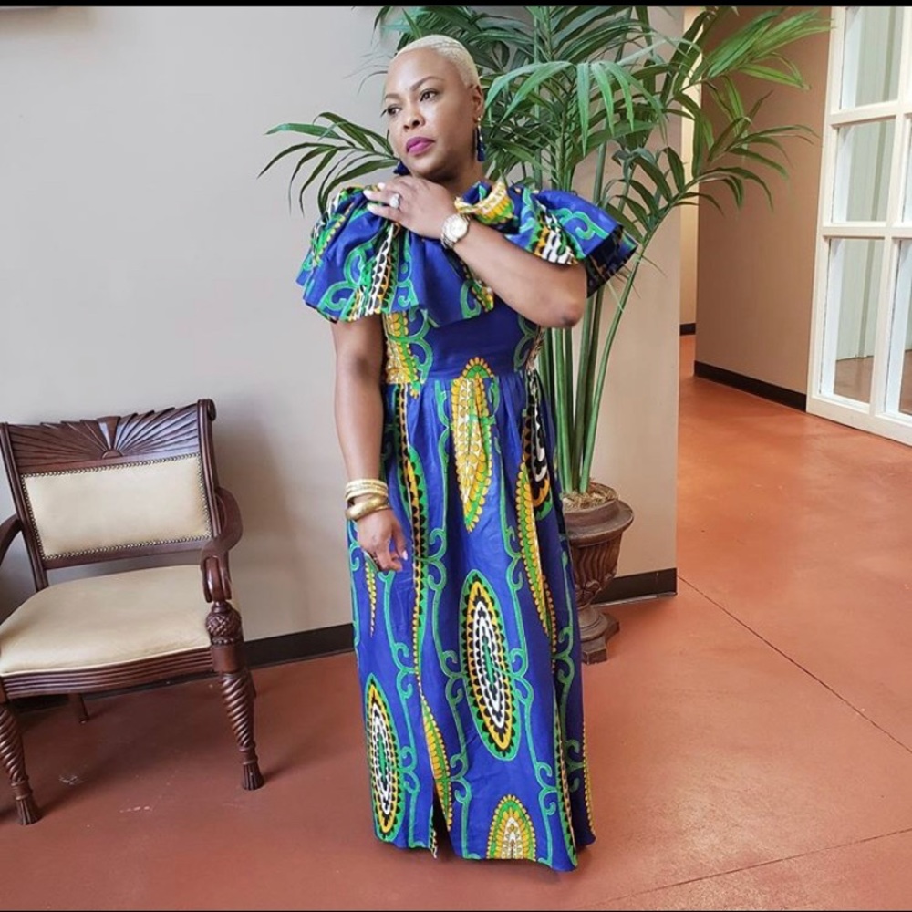 Custom Made Ruffled Collar Maxi Dress